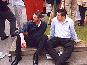 ... Toby and Rich were enthralled by the women on stilts...